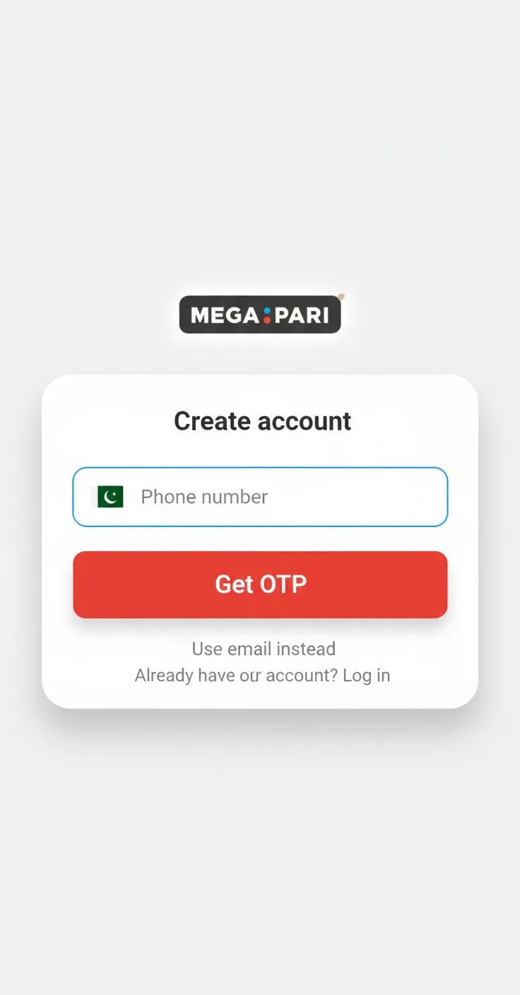 MegaPari registration/login/verification on web/app for sports betting and casino, PKR withdrawals, welcome bonus 62,000 PKR.