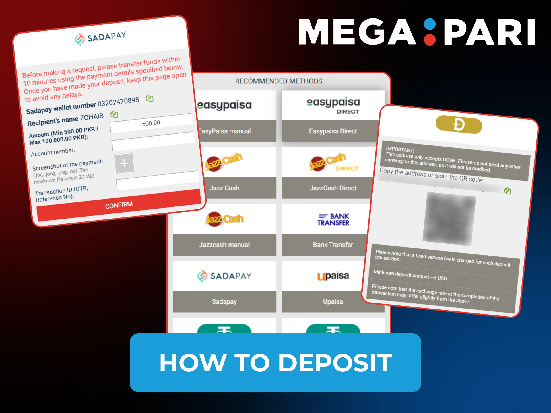 Deposit to your Megapari account faster with mobile app.
