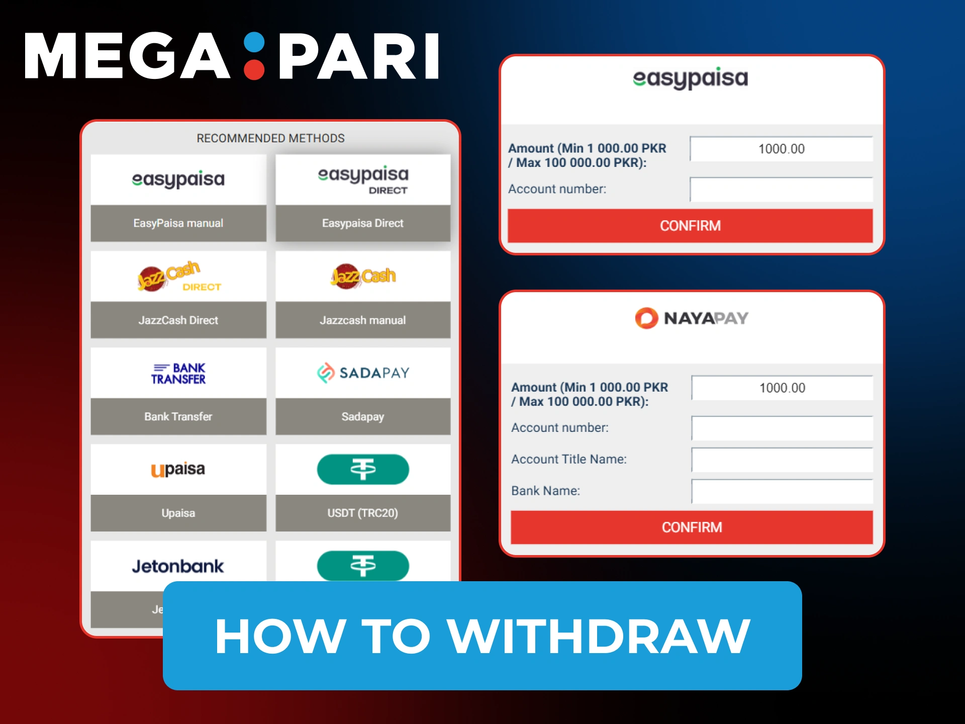 Follow those steps to withdraw money from your Megapari account.
