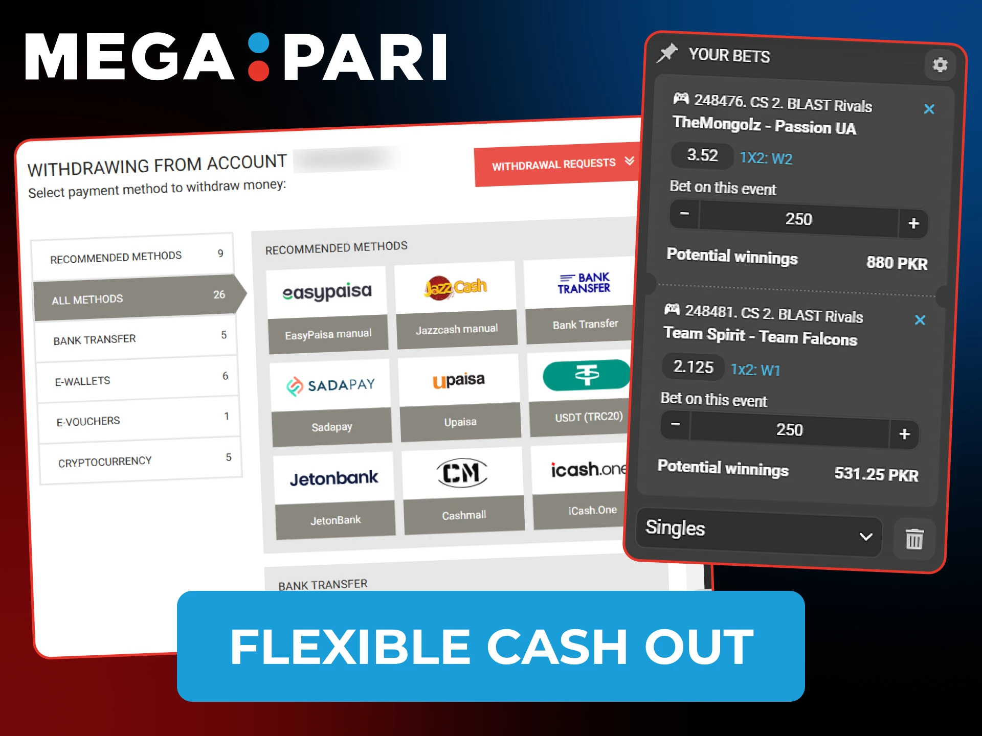 Secure your bet with cash out function at Megapari.