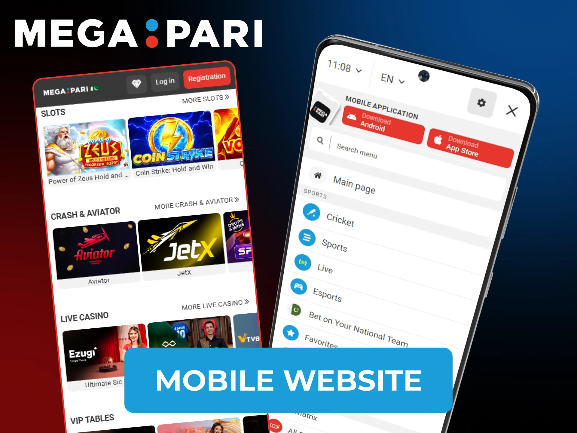 Access to Megapari website without using your phone memory space through Megapari mobile website.