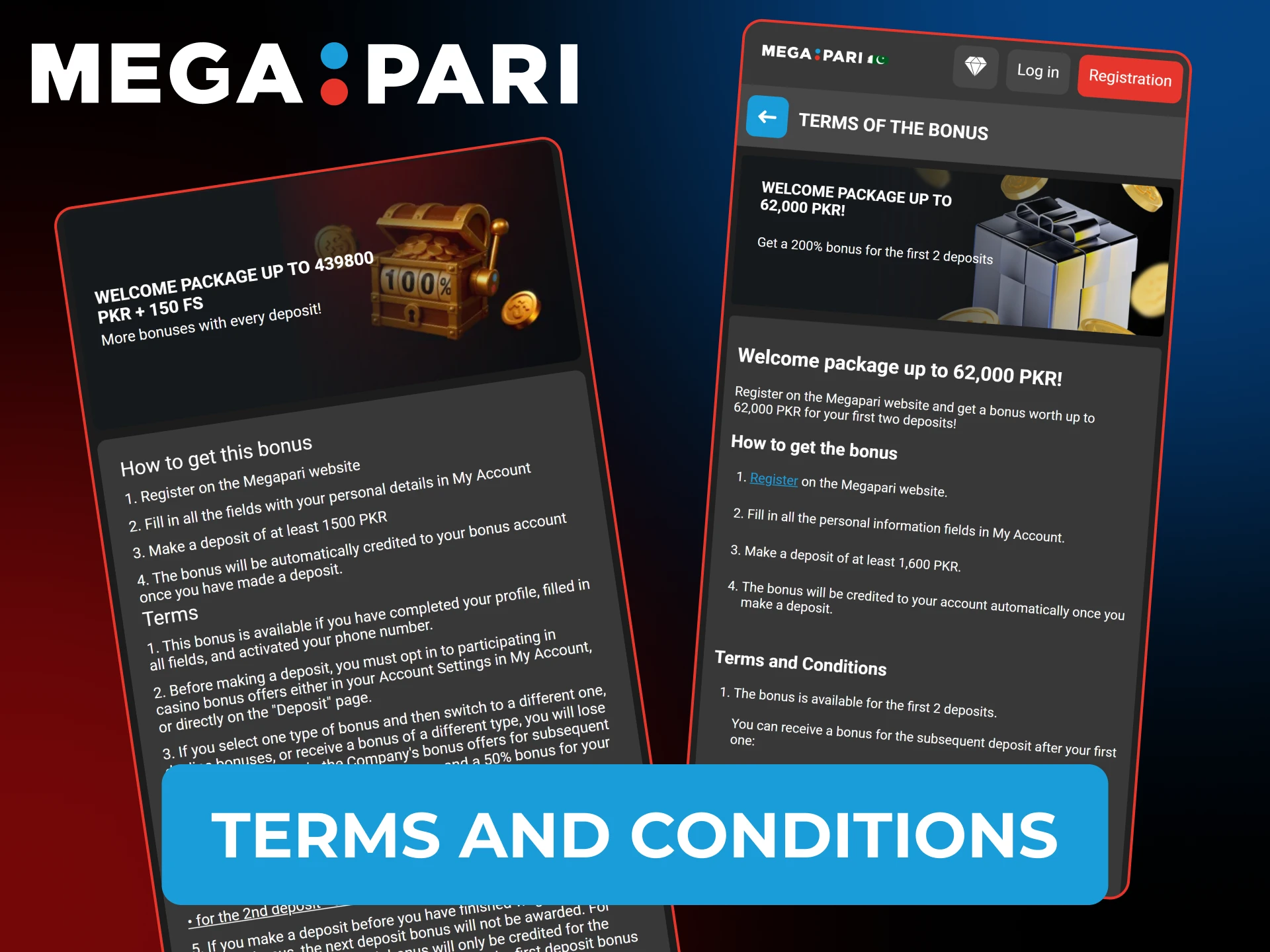 Read the welcome bonus terms and conditions on the Megapari website.