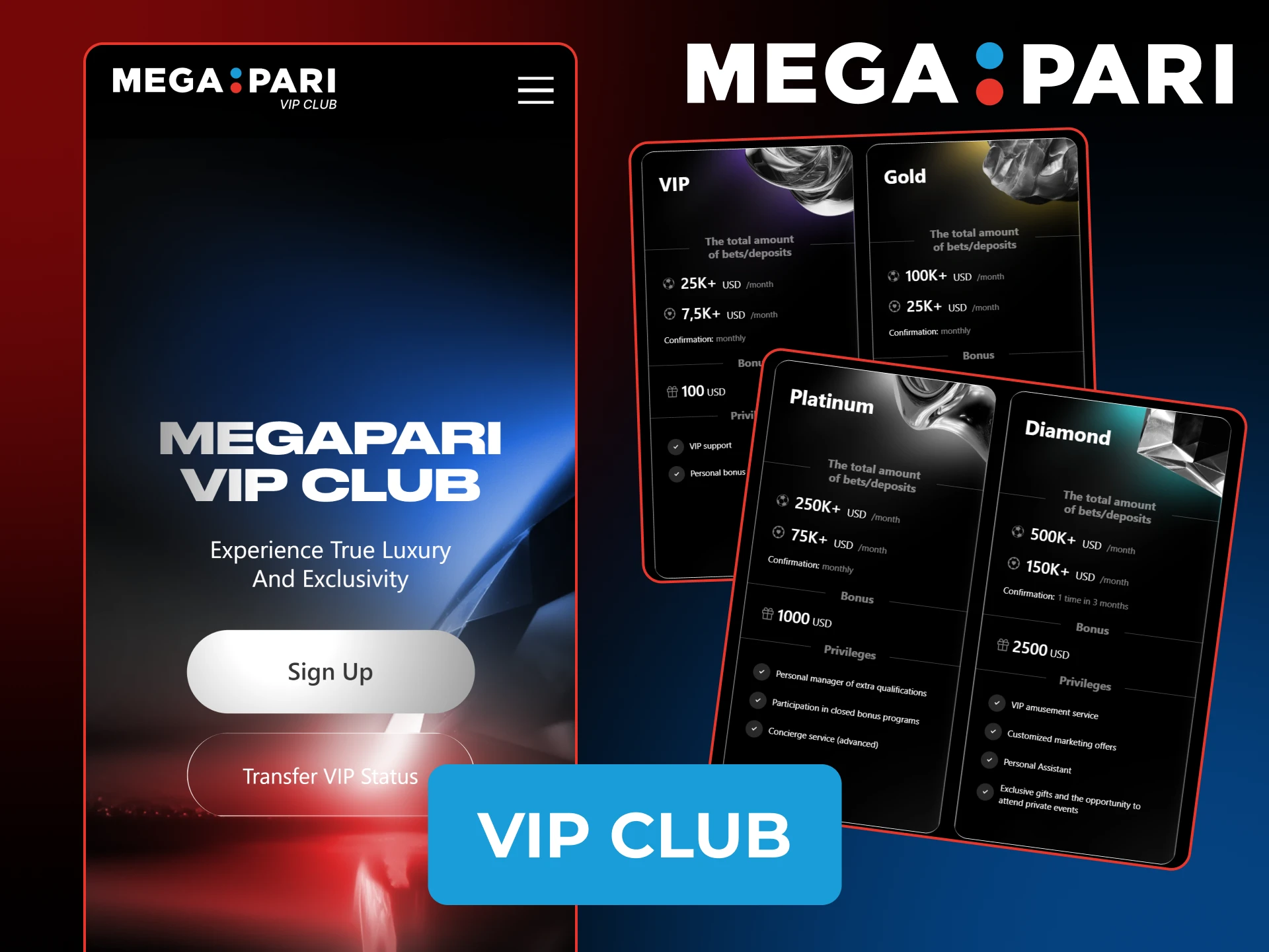 Deposit and become a member of the Megapari VIP Club for rewards.