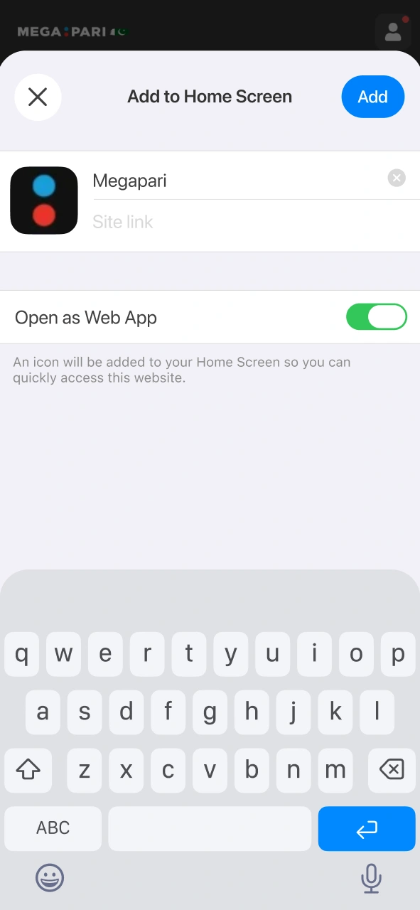 Finalize the MegaPari Aviator iOS setup for quick one-tap access.