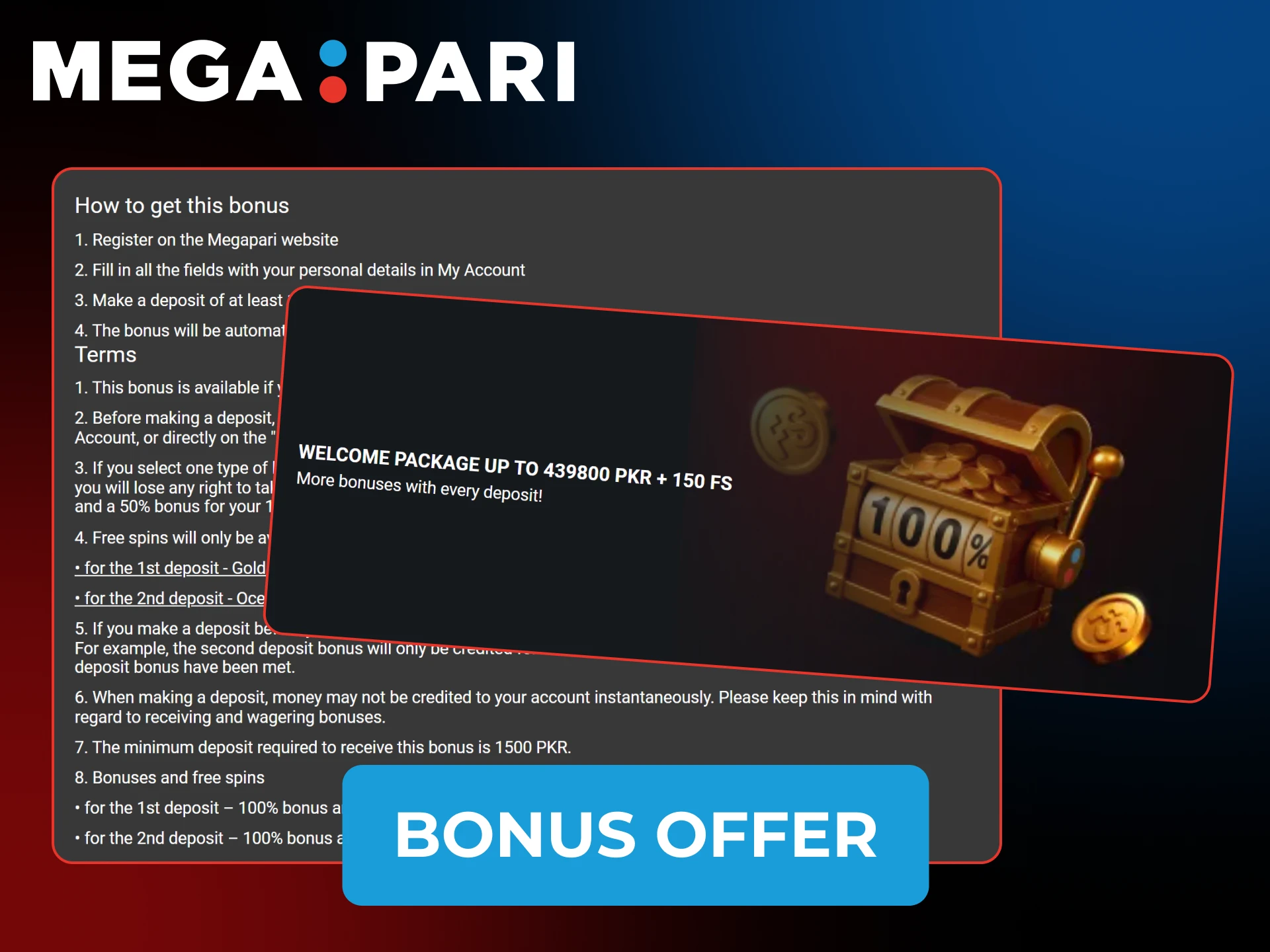 Claim a 100% MegaPari Aviator bonus to increase your flight winnings.
