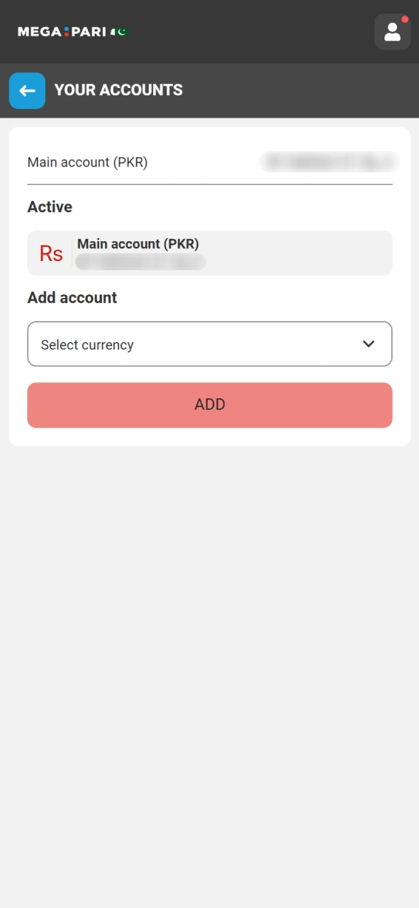 Select PKR during registration for seamless MegaPari Esports financial transactions.