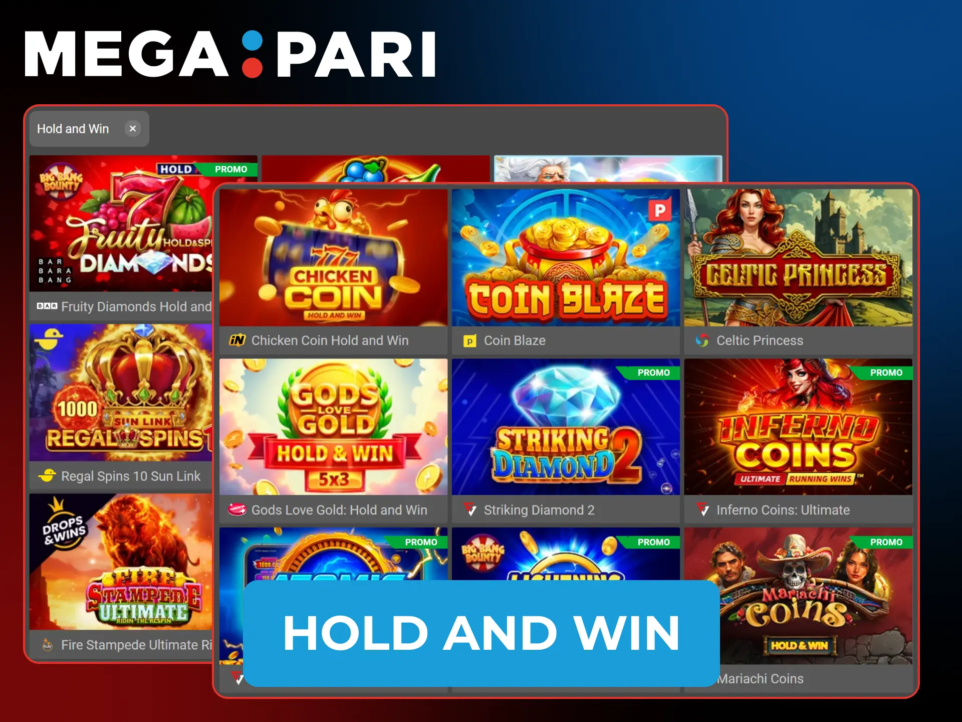 Trigger exciting bonus rounds in MegaPari Slots with hold and win.