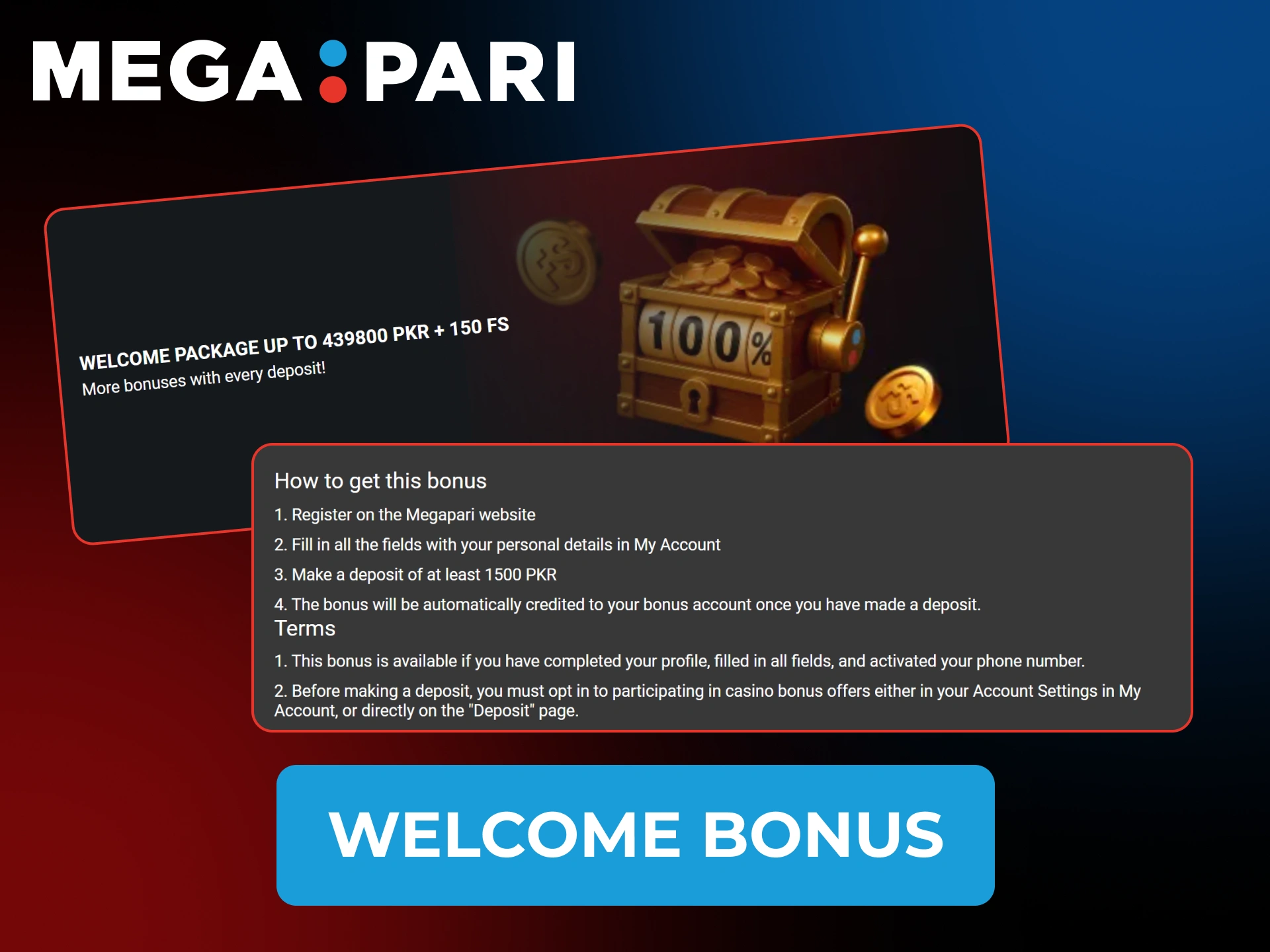 Claim a 100% MegaPari Slots bonus to enjoy top casino games.